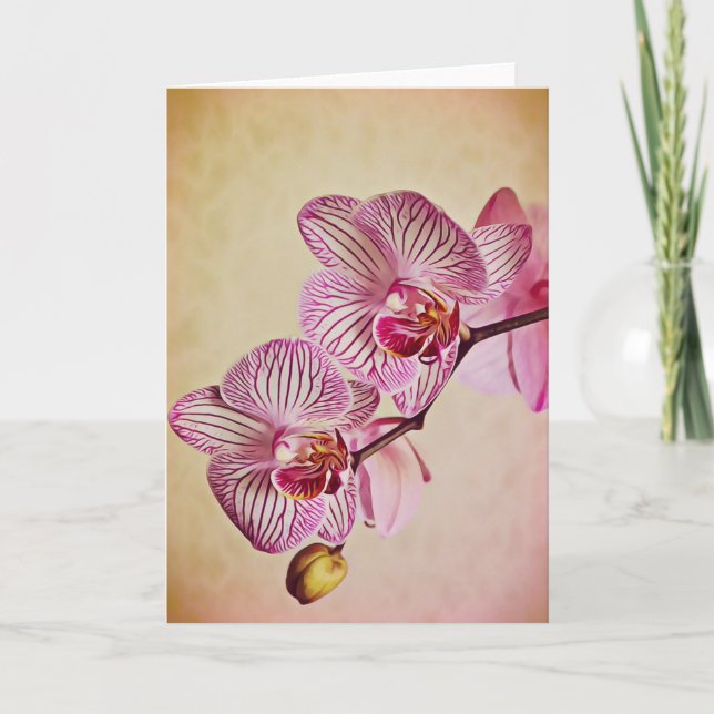 Rosa- och Cream Orchids Art Note Card Kort (Framsida)