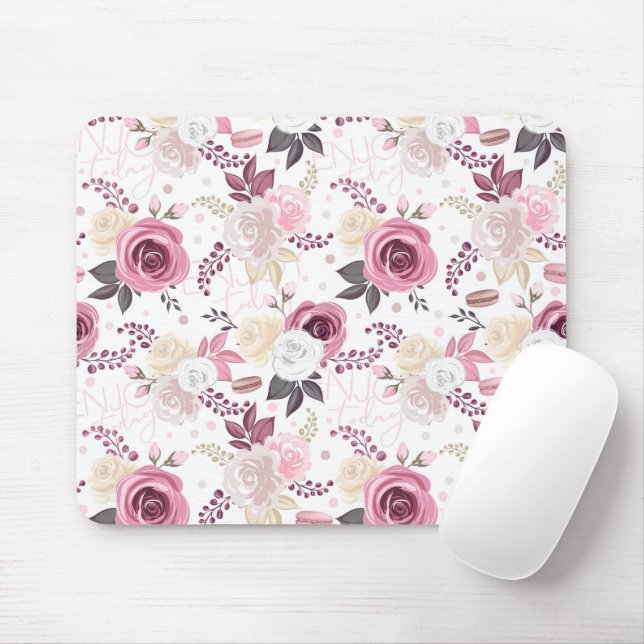 Rosa och Cream Ro Mousepad Musmatta (Med mus)
