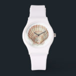 Rosa och Cream Seashell Armbandsur<br><div class="desc">Megan Meagher kärlek för att måla bilder av de vackra havsinsamlingarna. Hon fångar de mest naturliga men vackra naturerbjudandena i havslivet. I den här klassiska och enkla målningen fångas en vacker kräms och rosa-årskals enkelhet. Hämta den här biet av bra-utskriften i dag för att lägga till i din snäcka-samling.</div>