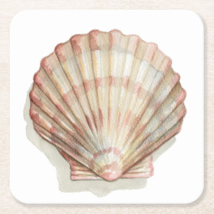Rosa och Cream Seashell Underlägg Papper Kvadrat