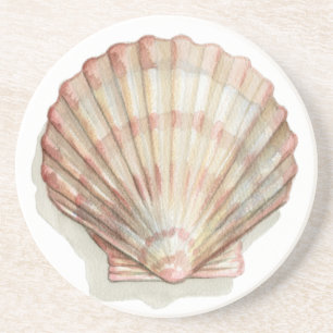 Rosa och Cream Seashell Underlägg Sandsten