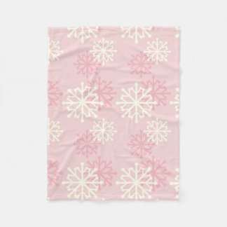 Rosa och Cream Snowflake Ull Throw Blanket Fleecefilt