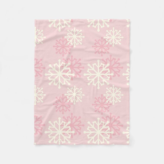 Rosa och Cream Snowflake Ull Throw Blanket Fleecefilt (Framsidan)