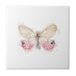 Rosa och Cream Waterclor Butterfly Kakelplatta