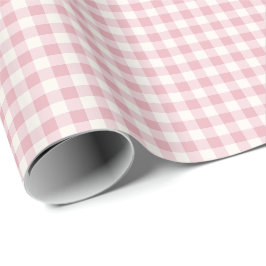 Rosa och Crème Gingham Rutigt Mönster Presentpapper