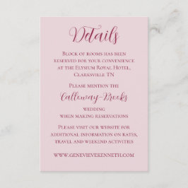 Rosa- och Crimson Red Bröllop-kort Tilläggskort