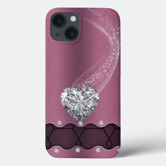 Rosa och Diamond Fodral-Mate iphone case (Baksida)
