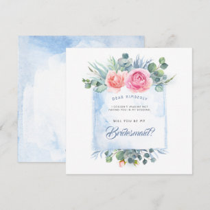 Rosa och Dusty Blue kommer du bli min bridesmaid Inbjudningar