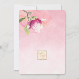 Rosa och Dusty Blue Magnolia Bröllop 2 Inbjudningar