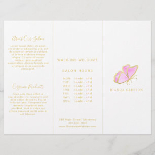 Rosa och Elegant Butterfly Trifold Brochure