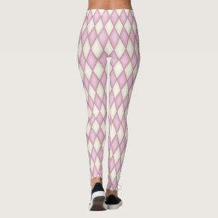 Rosa och elfenbensfärgad Harlekin Diamant Rutigt Leggings