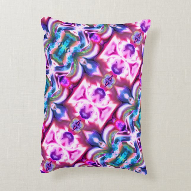 Rosa och färgad relation med stil av råglas prydnadskudde (Baksidan(Vertikal))