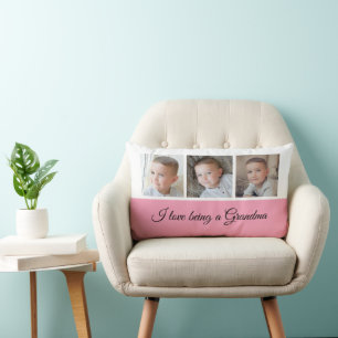 Rosa- och färgfoto för mormor lumbarkudde