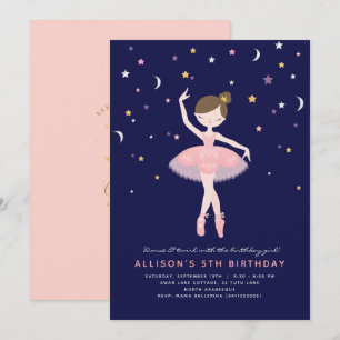 Rosa och flotta Ballerina Birthday Inbjudningar
