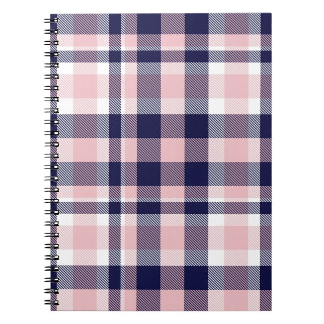 Rosa och flotta Pput, schaktad, sömlös, tartan  Anteckningsbok (Framsidan)