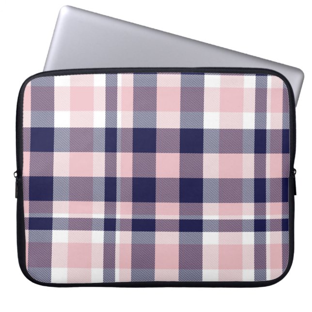 Rosa och flotta Pput, schaktad, sömlös, tartan Laptop Fodral (Framsidan)