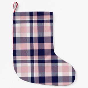 Rosa och flotta Pput, schaktad, sömlös, tartan Liten Julstrumpa
