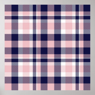 Rosa och flotta Pput, schaktad, sömlös, tartan Poster