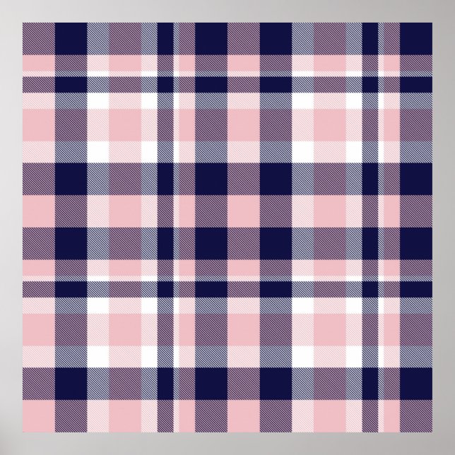 Rosa och flotta Pput, schaktad, sömlös, tartan Poster (Framsidan)