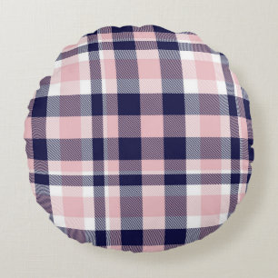 Rosa och flotta Pput, schaktad, sömlös, tartan Rund Kudde