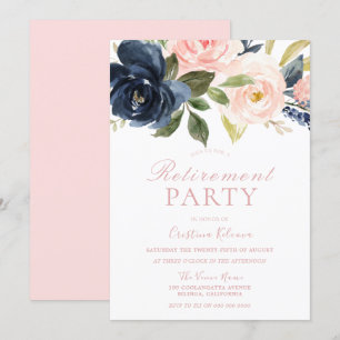 Rosa och flottans Blommigt Söt Pension Party Inbjudningar