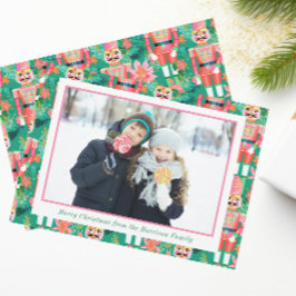 Rosa och foto för Nutcracker-Grönten under jul Julkort