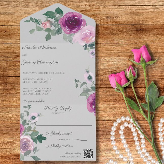 Rosa och Fuchsia Ro om Grått QR-kod (Skapare uppladdad)