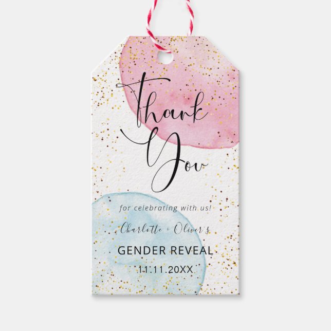 Rosa och Gender för blått vatten i Party Presentetikett (Framsidan)