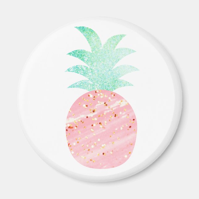 Rosa och Glitter-ananas-magnet Magnet (Framsidan)
