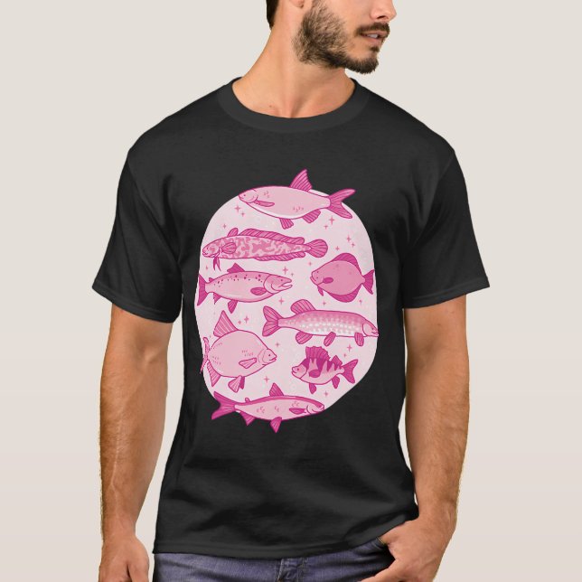 Rosa och gnistrande fisk t shirt (Framsida)