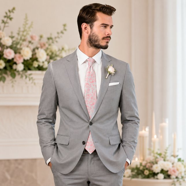 Rosa och grå blomros mönster slips (Skapare uppladdad)