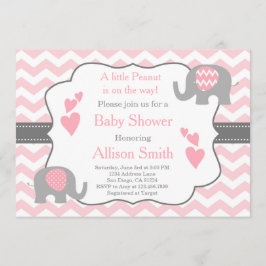 Rosa och grå Elefant Baby Shower-inbjudan Inbjudningar