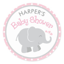 Rosa och grå elefant Babyflicka Shower