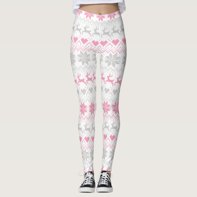 Rosa- och grå färgmässaIsle Leggings (Framsida)