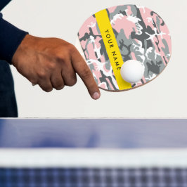 Rosa och grå kamouflage Ditt namn Personlig Pingisracket