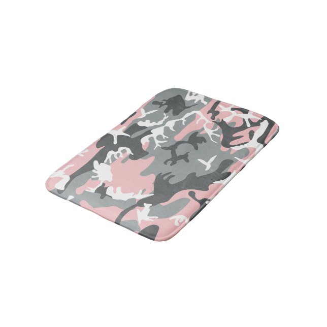 Rosa och grå kamouflage, militär, armé badrumsmatta (Vinklad)