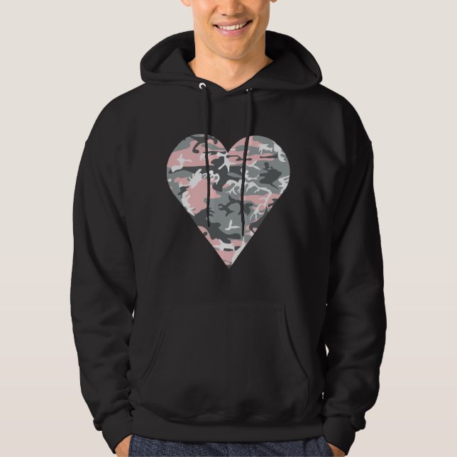 Rosa och grå kamouflage, militär, armé hoodie (Framsida)