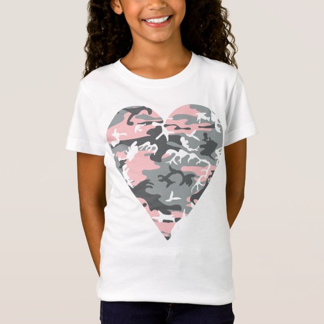 Rosa och grå kamouflage, militär, armé t shirt (Framsida)