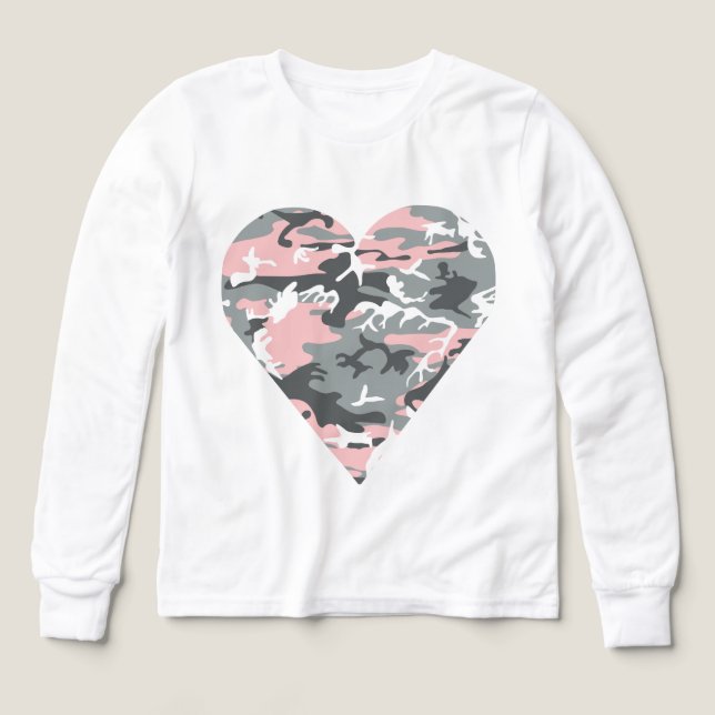 Rosa och grå kamouflage, militär, armé t shirt (Design framsida)
