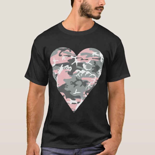Rosa och grå kamouflage, militär, armé t shirt (Framsida)