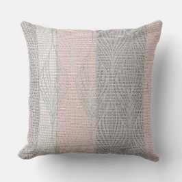 Rosa och grå randig blommig överdrags kudde