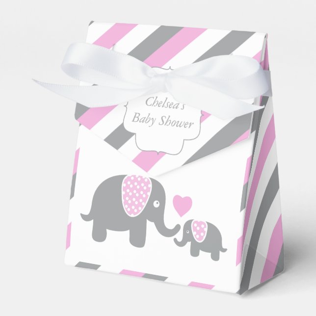 Rosa och grå randig elefant presentaskar (Framsidan Sidan)
