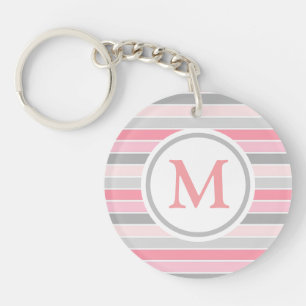 Rosa och grå randig monogram