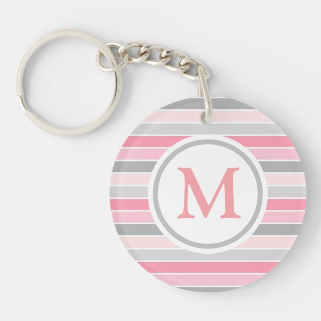 Rosa och grå randig monogram (Framsidan)