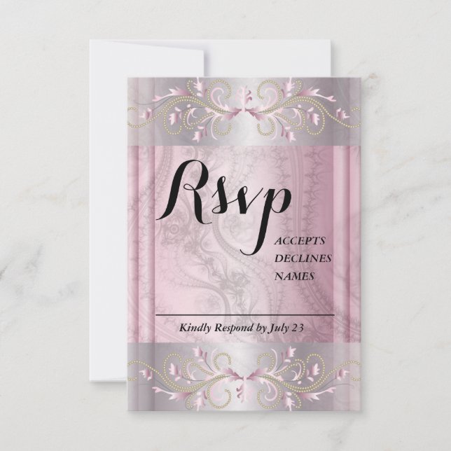 Rosa och grå RSVP-kort OSA Kort (Framsida)