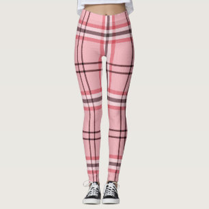 Rosa och grå rutig mode mönster leggings