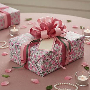 Rosa och grått akvarell blomster mönster presentpapper