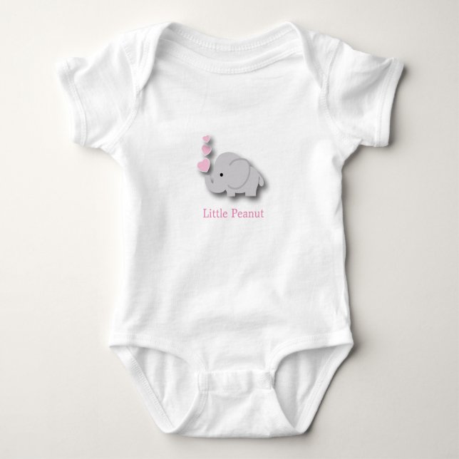 Rosa och Grått Baby Elephant - Little Peanut T Shirt (Framsida)