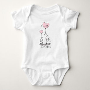Rosa och Grått Baby Elephant T-shirt
