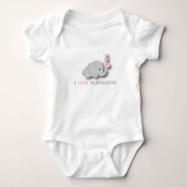 Rosa och Grått Baby Elephant Tee (Framsida)